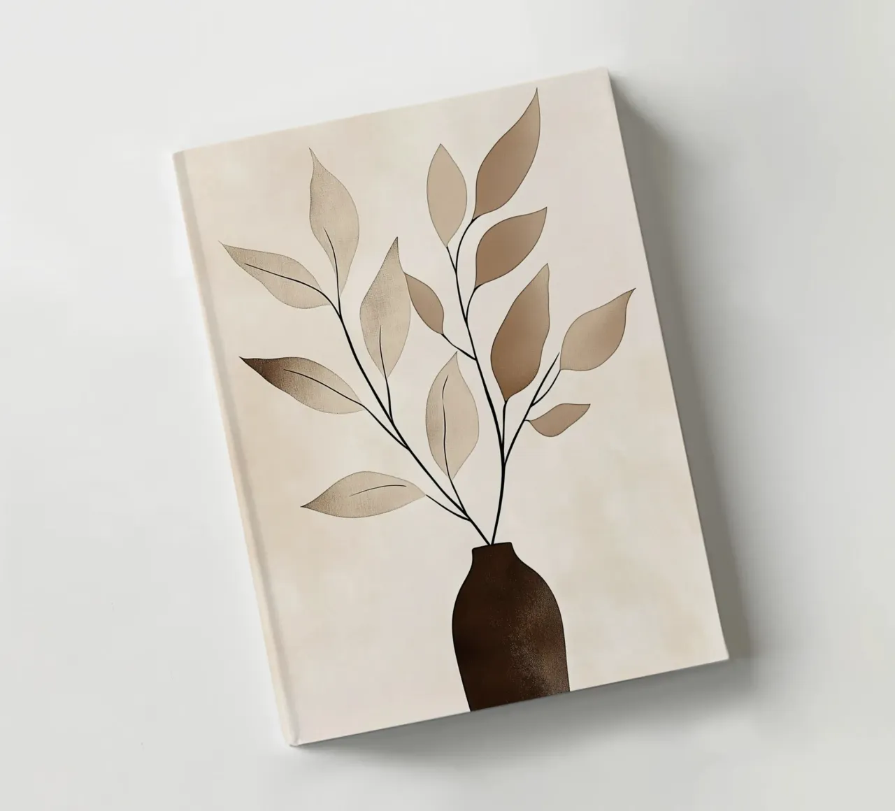 Beige leafy branch with vase notebook by Carinaprint