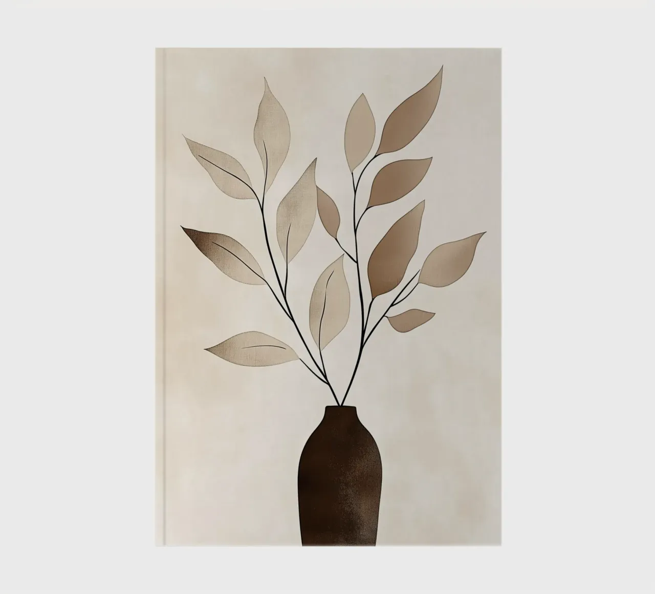 Beige leafy branch with vase notebook by Carinaprint
