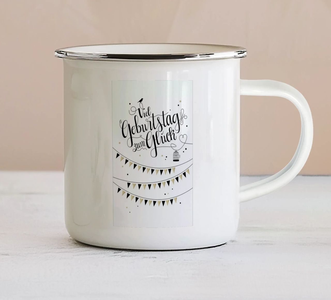 Viel Geburtstag zum Glück tazza in smalto da Amy & Kurt
