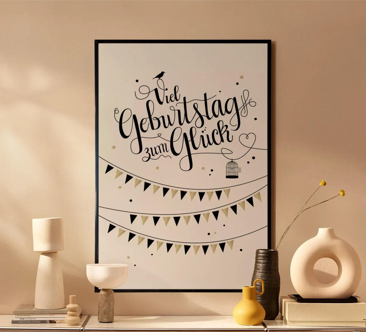 Viel Geburtstag zum Glück poster con telaio in plastica da Amy & Kurt