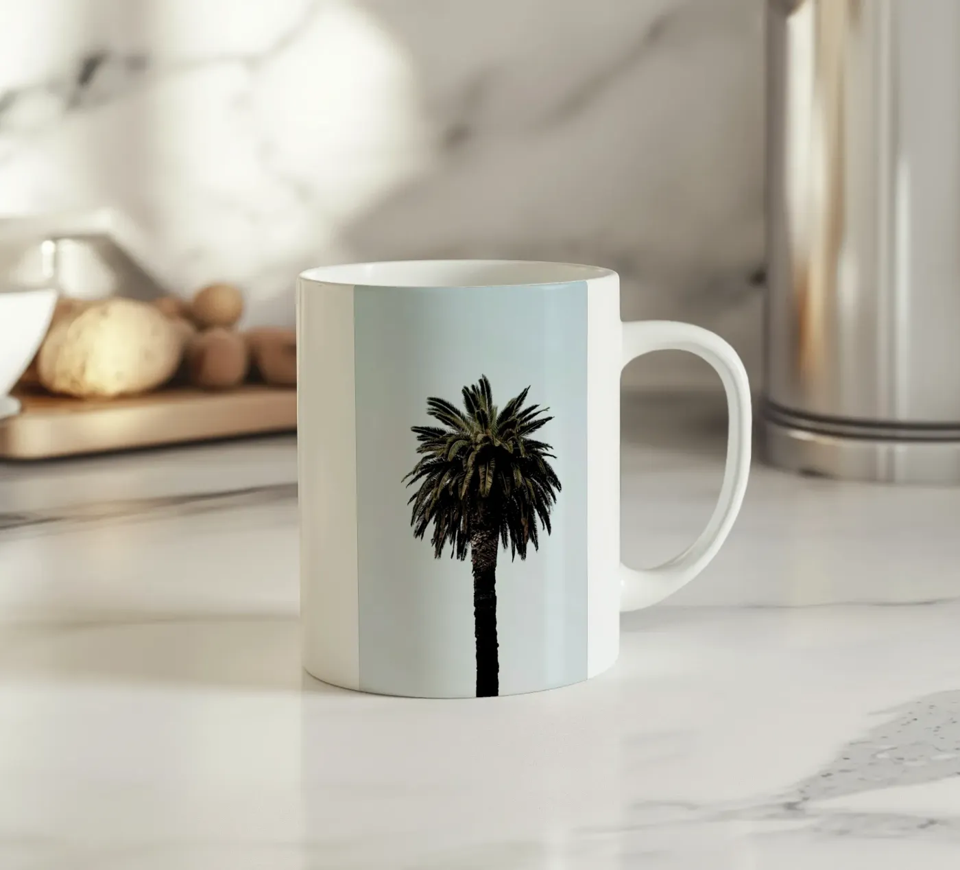 Palmtree ceramic mug by Laura Palm