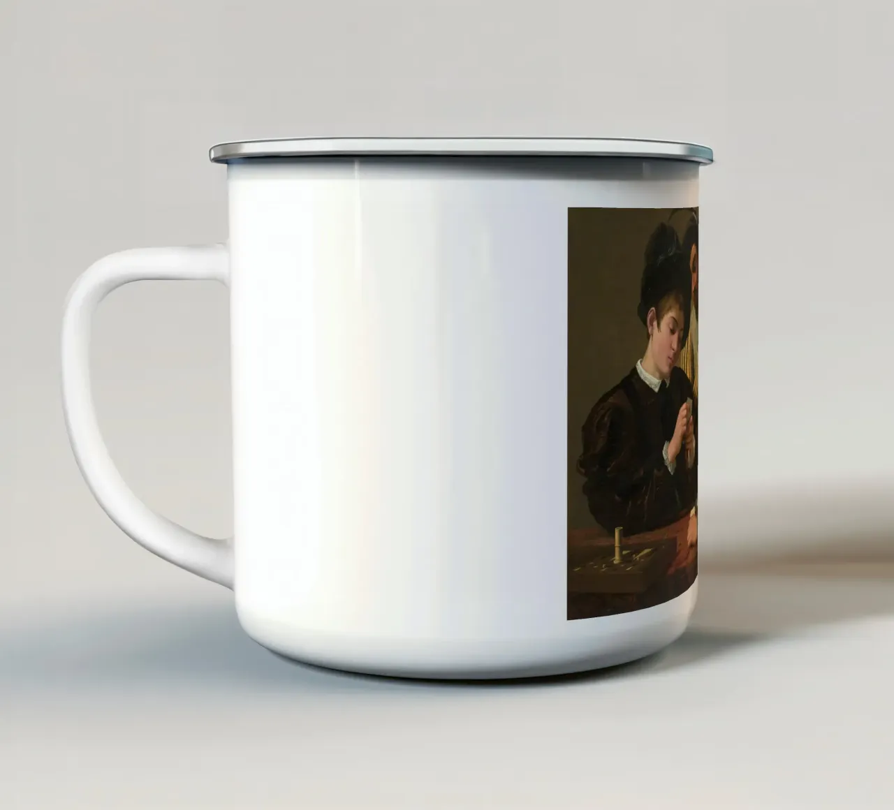 Caravaggio - I cardinali tazza in smalto da Timeless Artworks