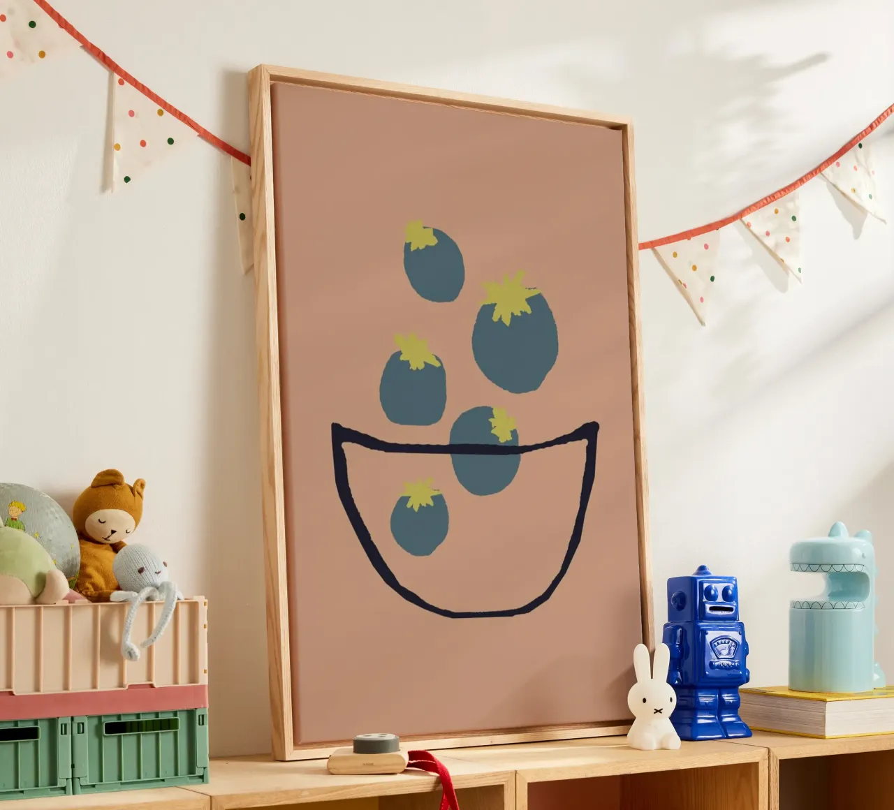 Joyful Fruits - Blueberries canvas with Floater frame by Atelier Mave