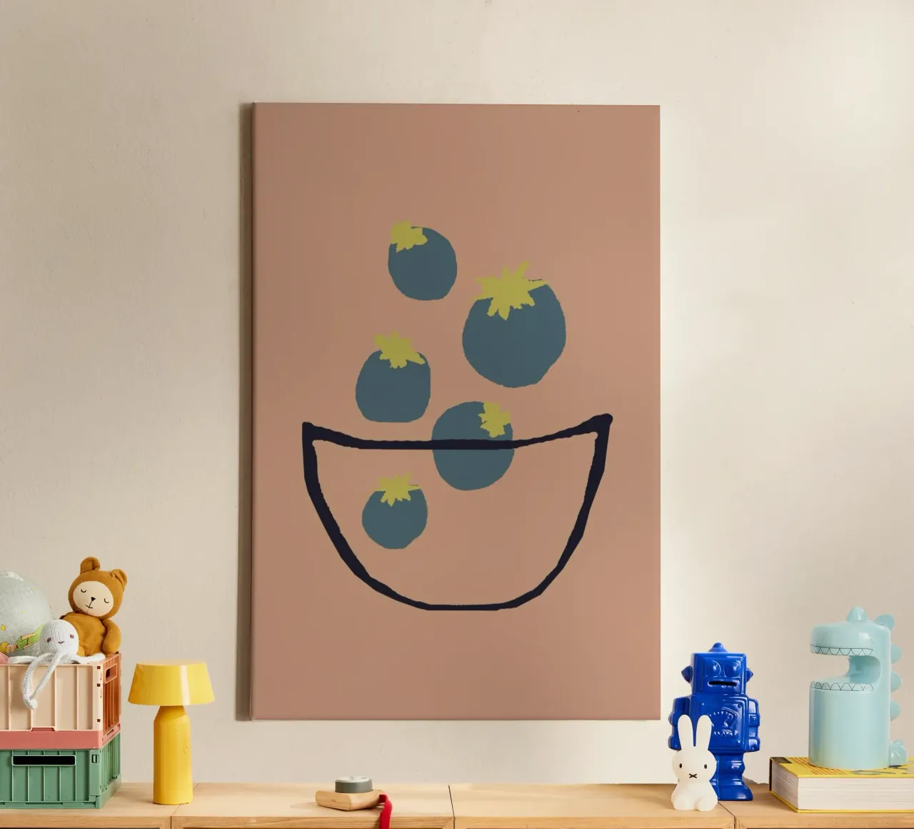 Joyful Fruits - Blueberries canvas with Floater frame by Atelier Mave