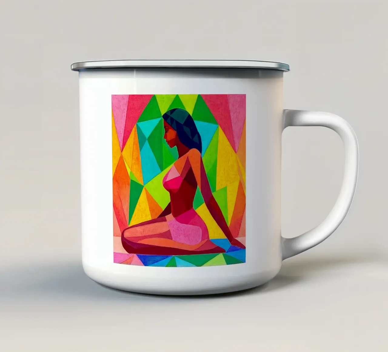 piastrella colorata, ragazza seduta tazza in smalto da Motivate-Today
