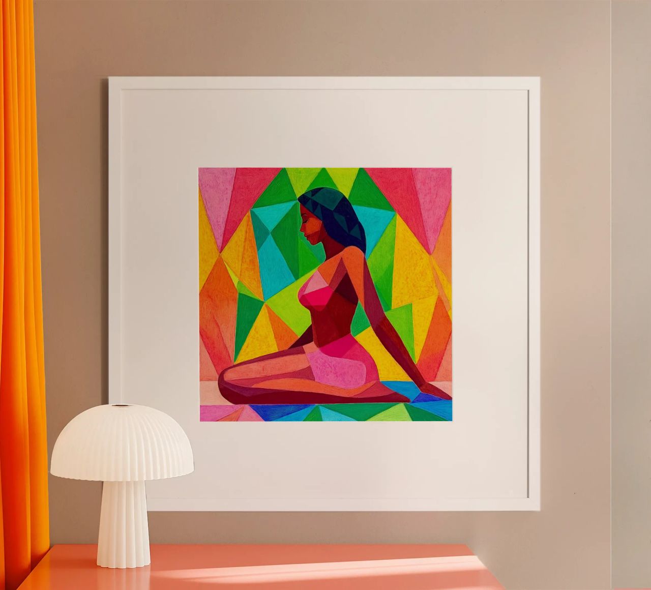 colorful tile, sitting girl poster by Motivate-Today