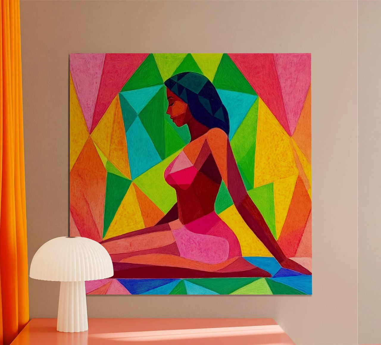 colorful tile, sitting girl poster by Motivate-Today