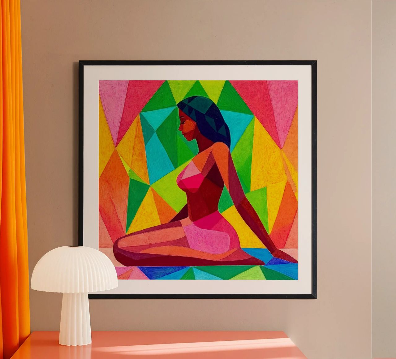 colorful tile, sitting girl poster by Motivate-Today