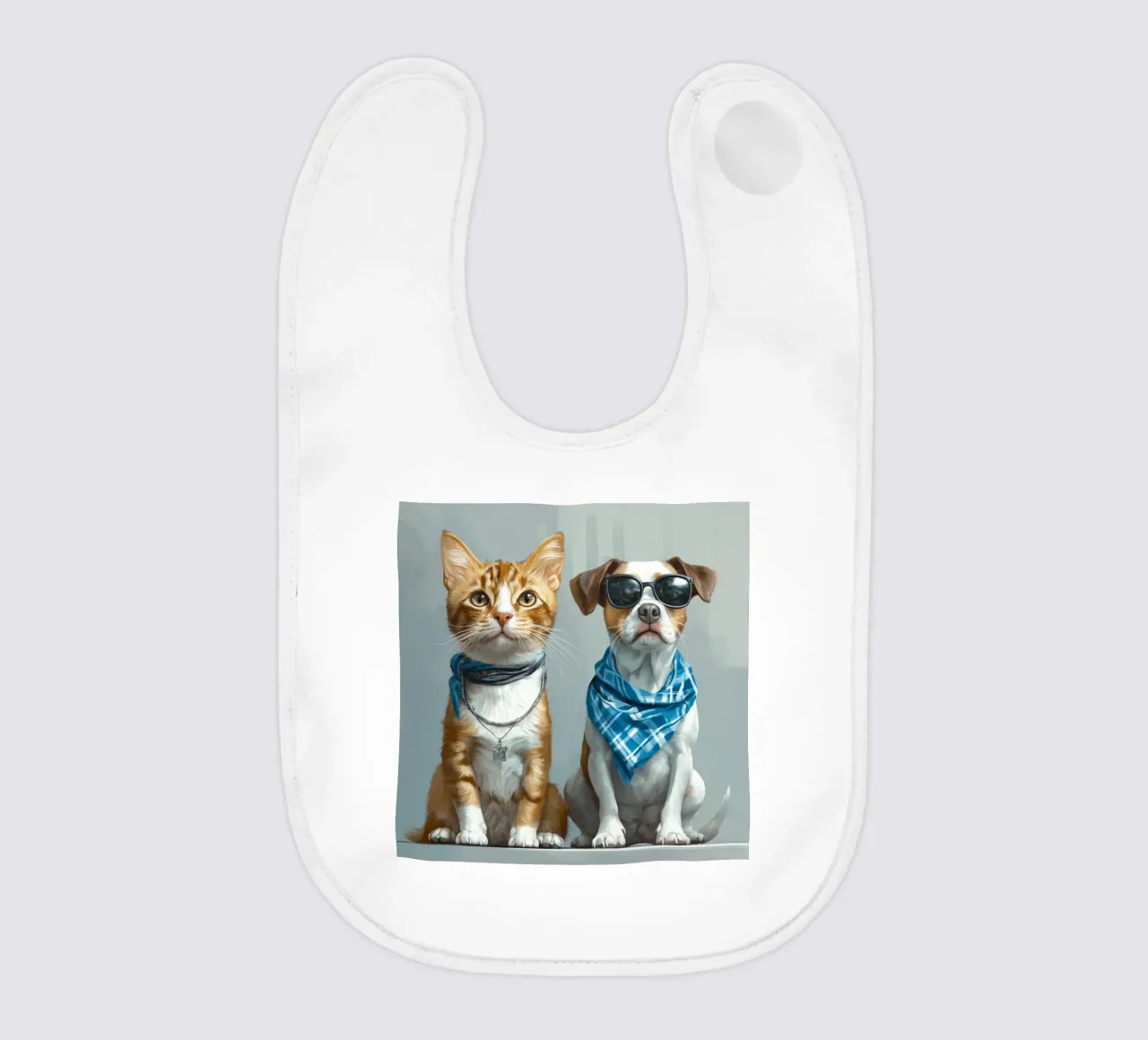 Gatto con fazzoletto e cane con occhiali da sole bavaglino da Motivate-Today