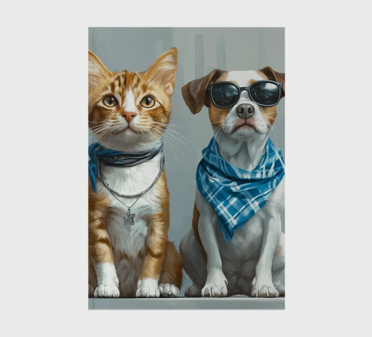 Cat with Neckerchief and Dog with sunglasses notebook by Motivate-Today