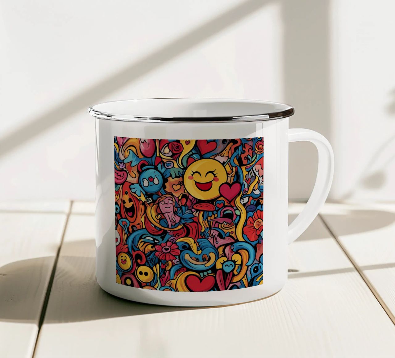 Pieno di felicità! tazza in smalto da Motivate-Today