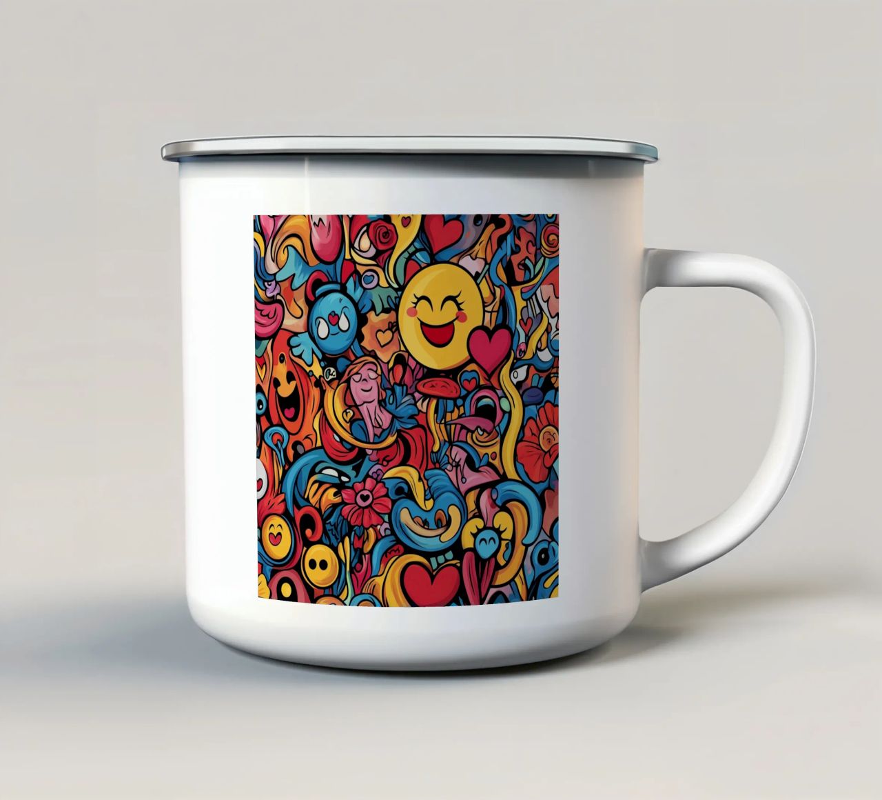 Pieno di felicità! tazza in smalto da Motivate-Today