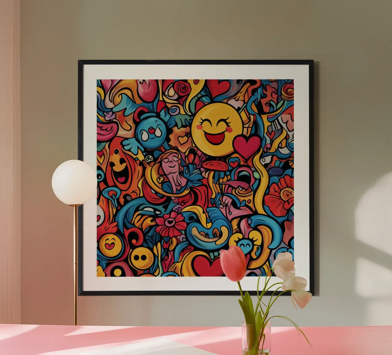 Pieno di felicità! poster con telaio in plastica da Motivate-Today