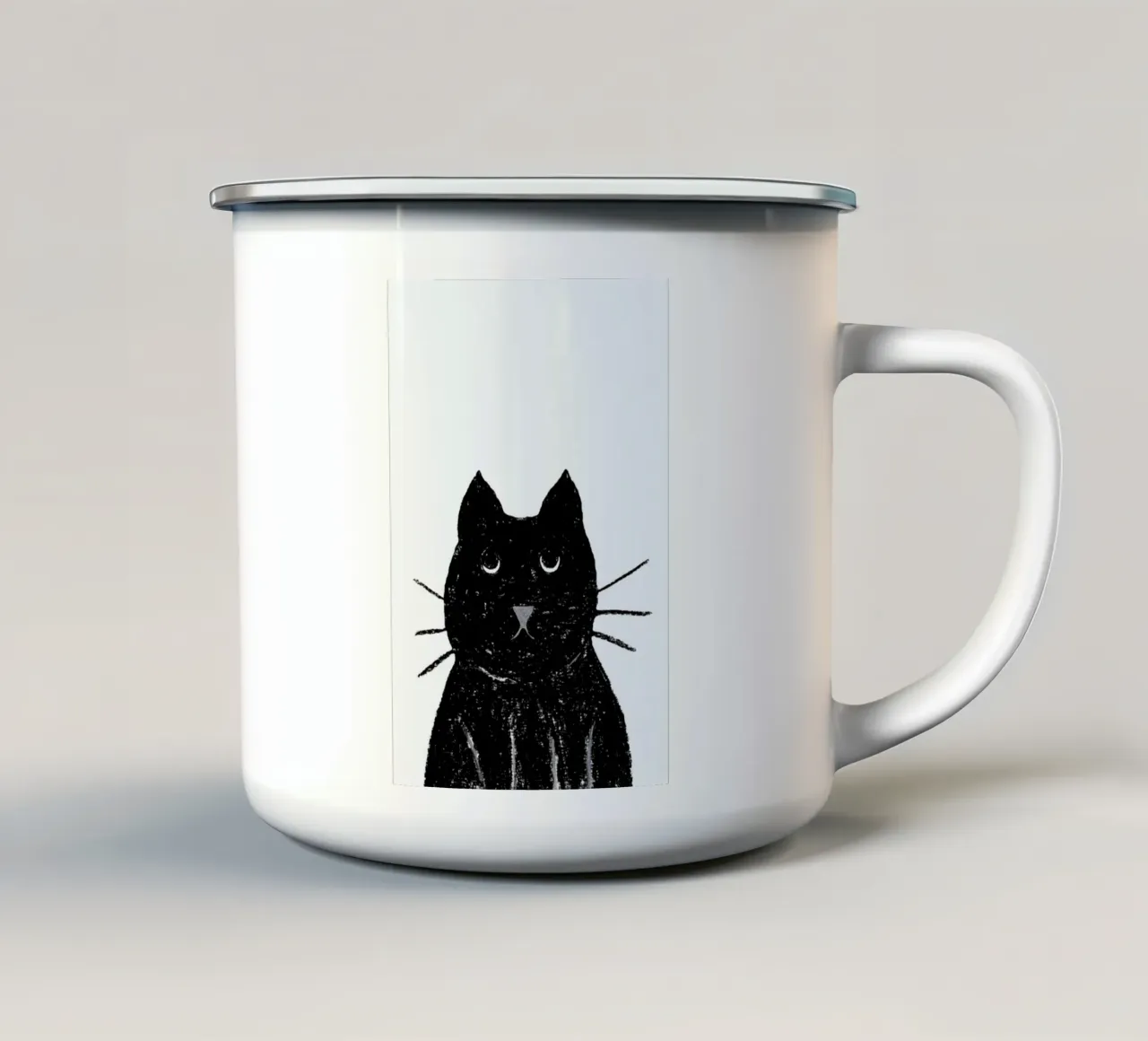 Innocent Cat enamel mug by Atelier Mave