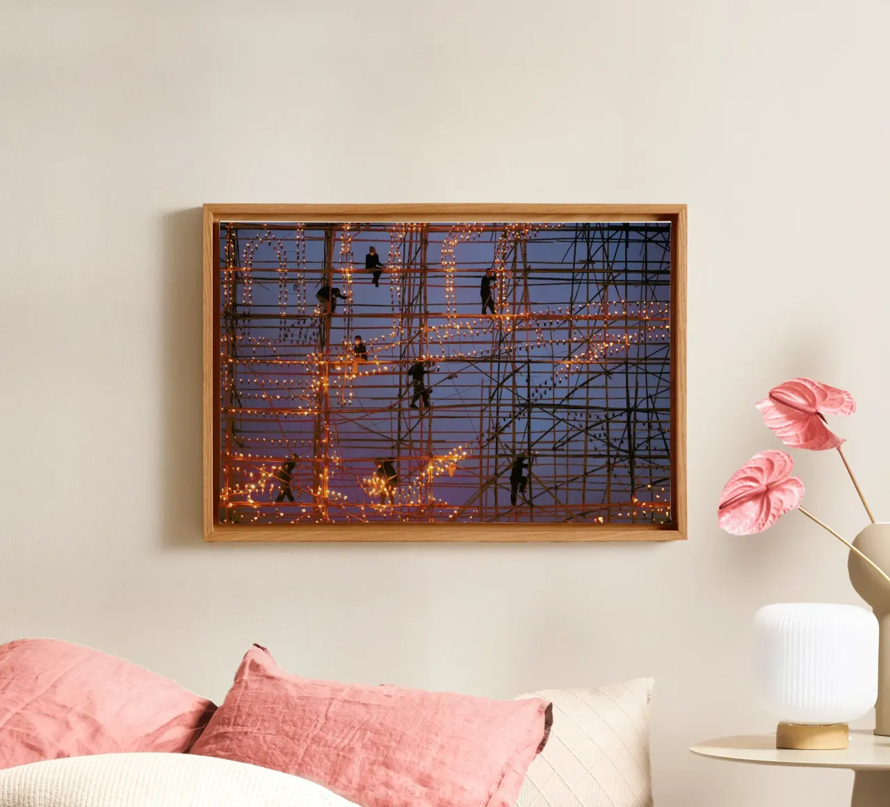The Festival Runs Ship Fire - Sarawut Intarob canvas met Baklijst van Pictufy