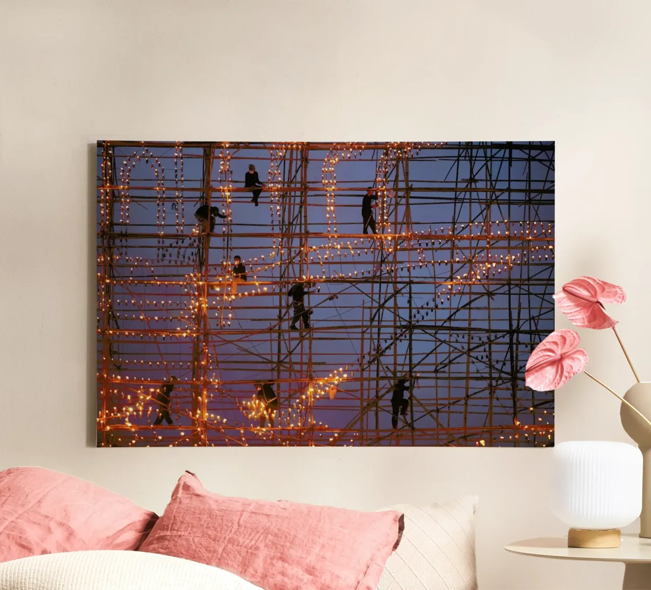 The Festival Runs Ship Fire - Sarawut Intarob canvas met Baklijst van Pictufy