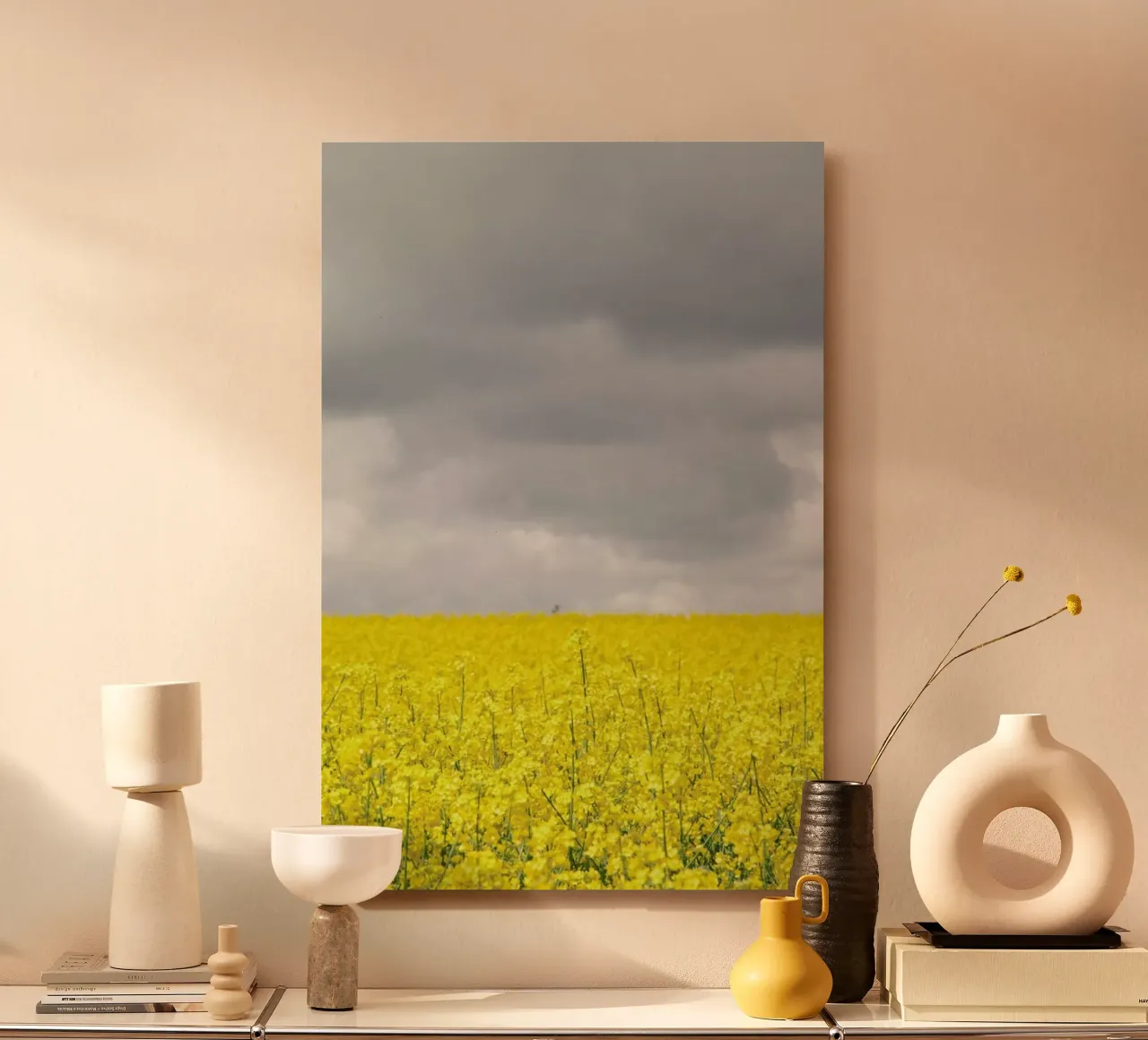 Grey Sky Meets Yellow Fields alluminio dibond da Studio Nahili
