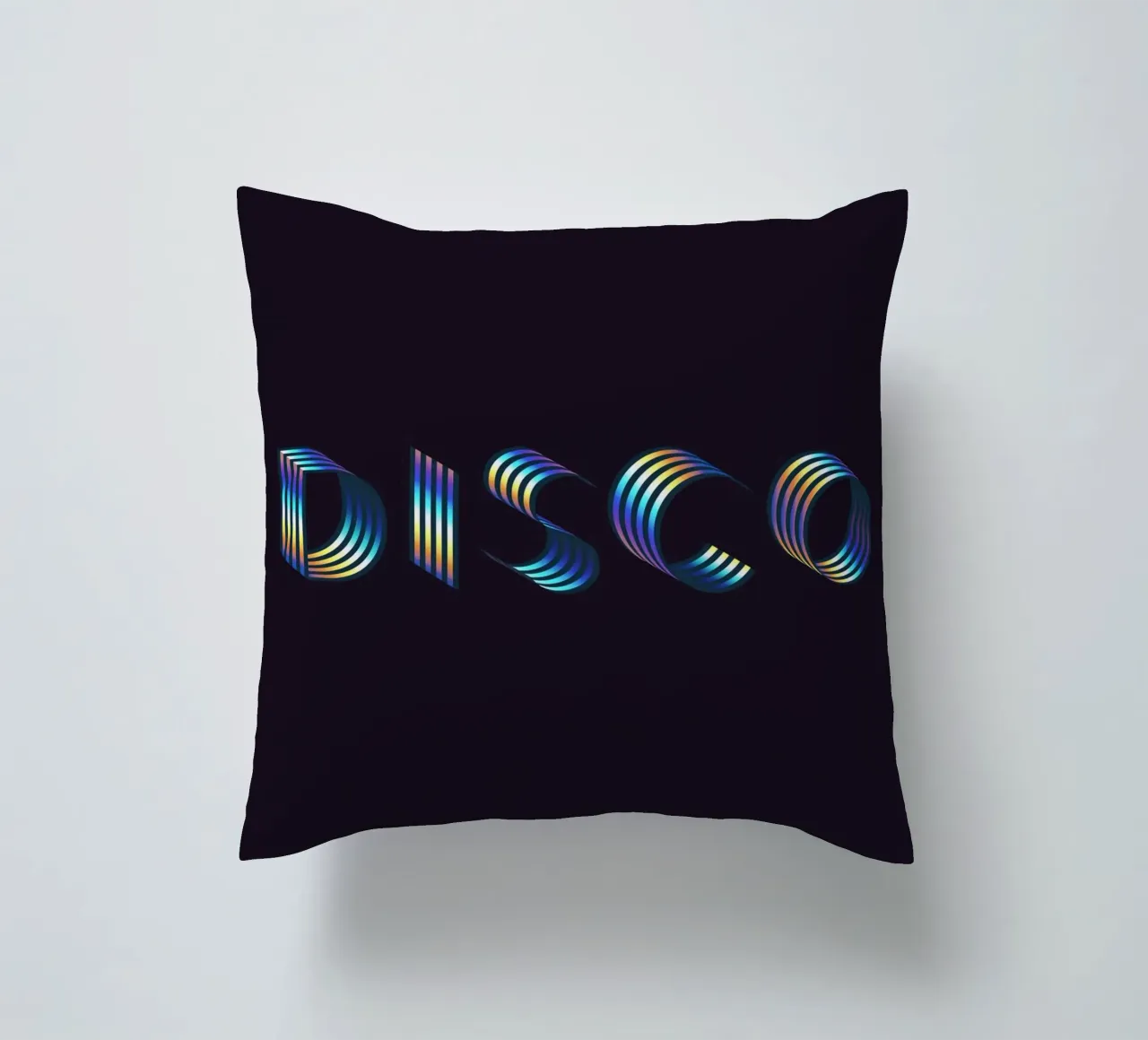 Disco, Iridescent Holographic Typography Quote decorative cushion by 83oranges