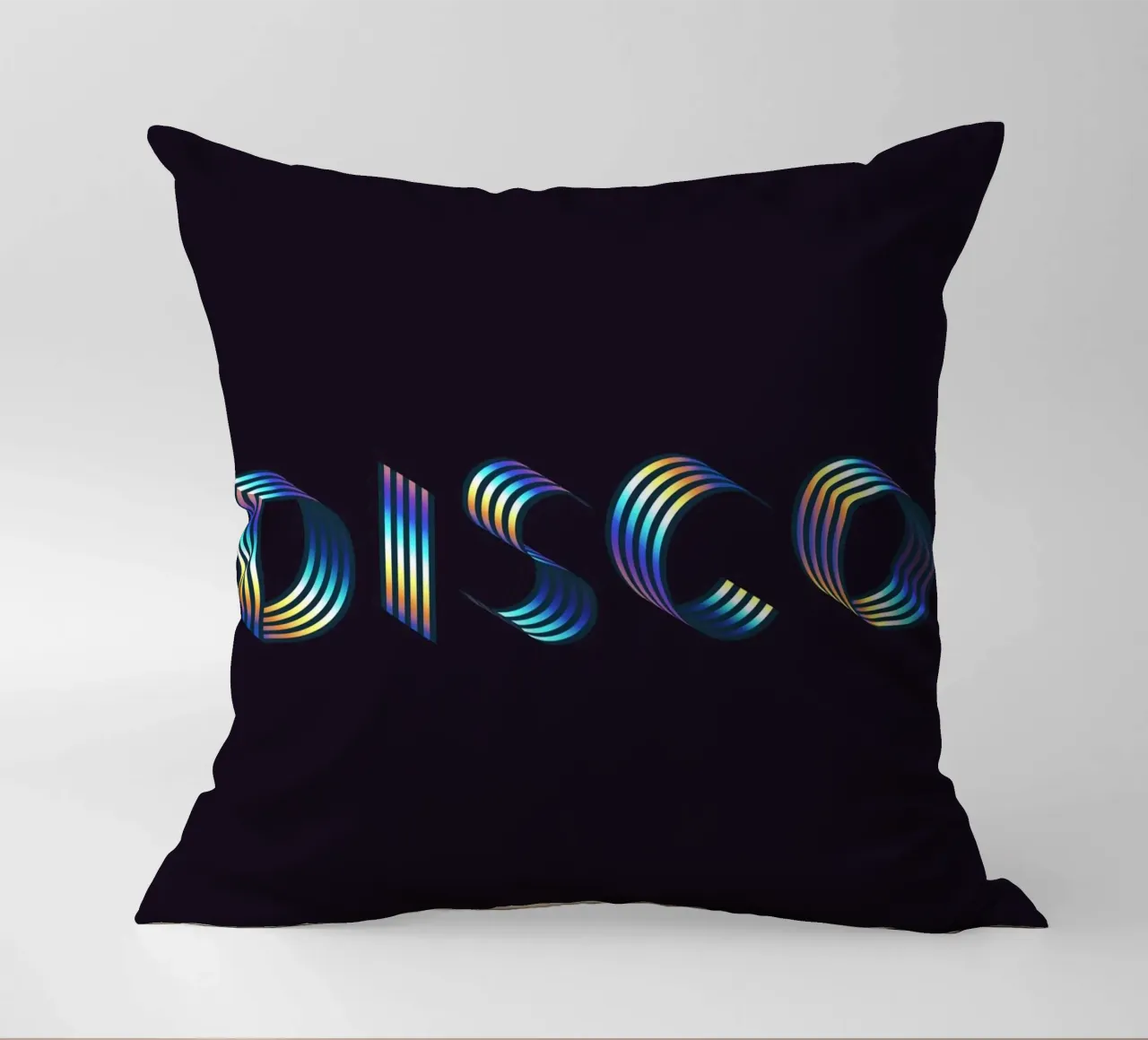 Disco, Iridescent Holographic Typography Quote decorative cushion by 83oranges