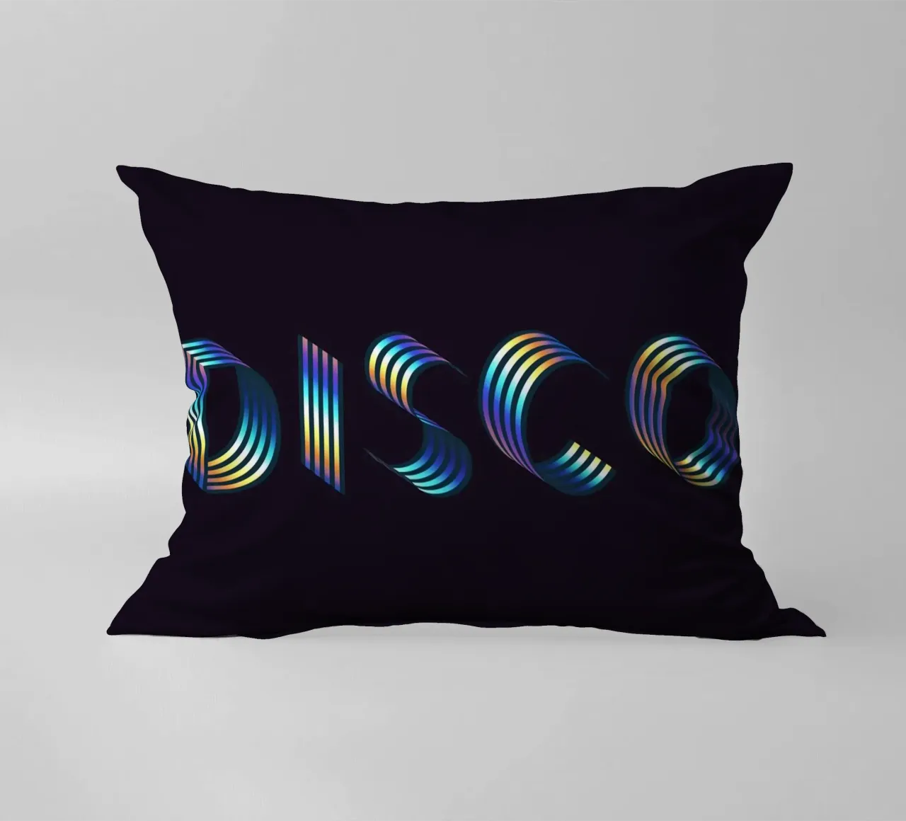 Disco, Iridescent Holographic Typography Quote decorative cushion by 83oranges