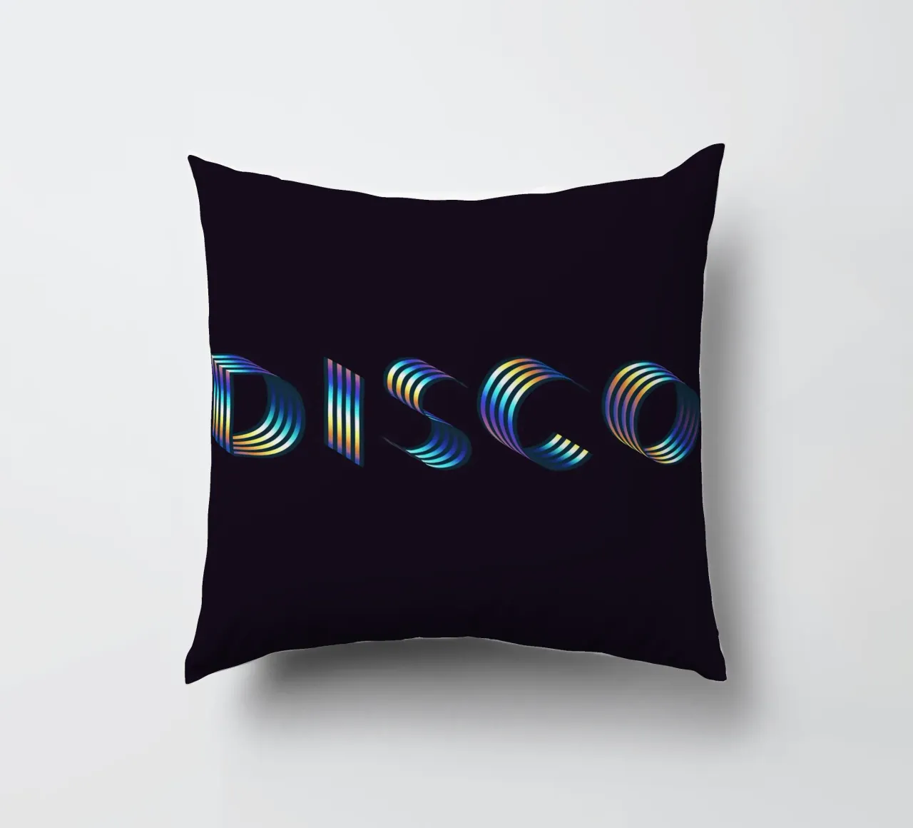 Disco, Iridescent Holographic Typography Quote decorative cushion by 83oranges