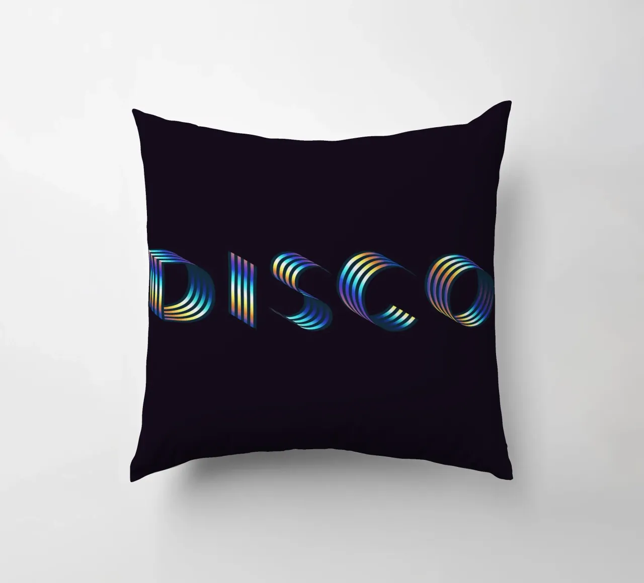Disco, Iridescent Holographic Typography Quote decorative cushion by 83oranges