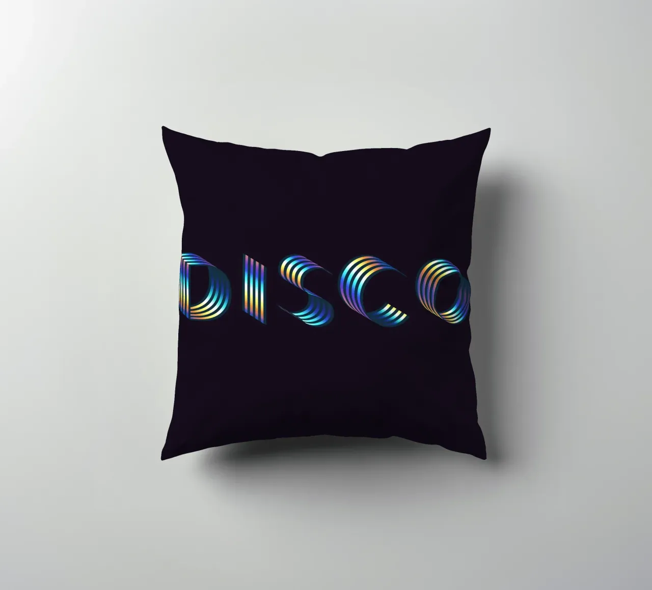 Disco, Iridescent Holographic Typography Quote decorative cushion by 83oranges