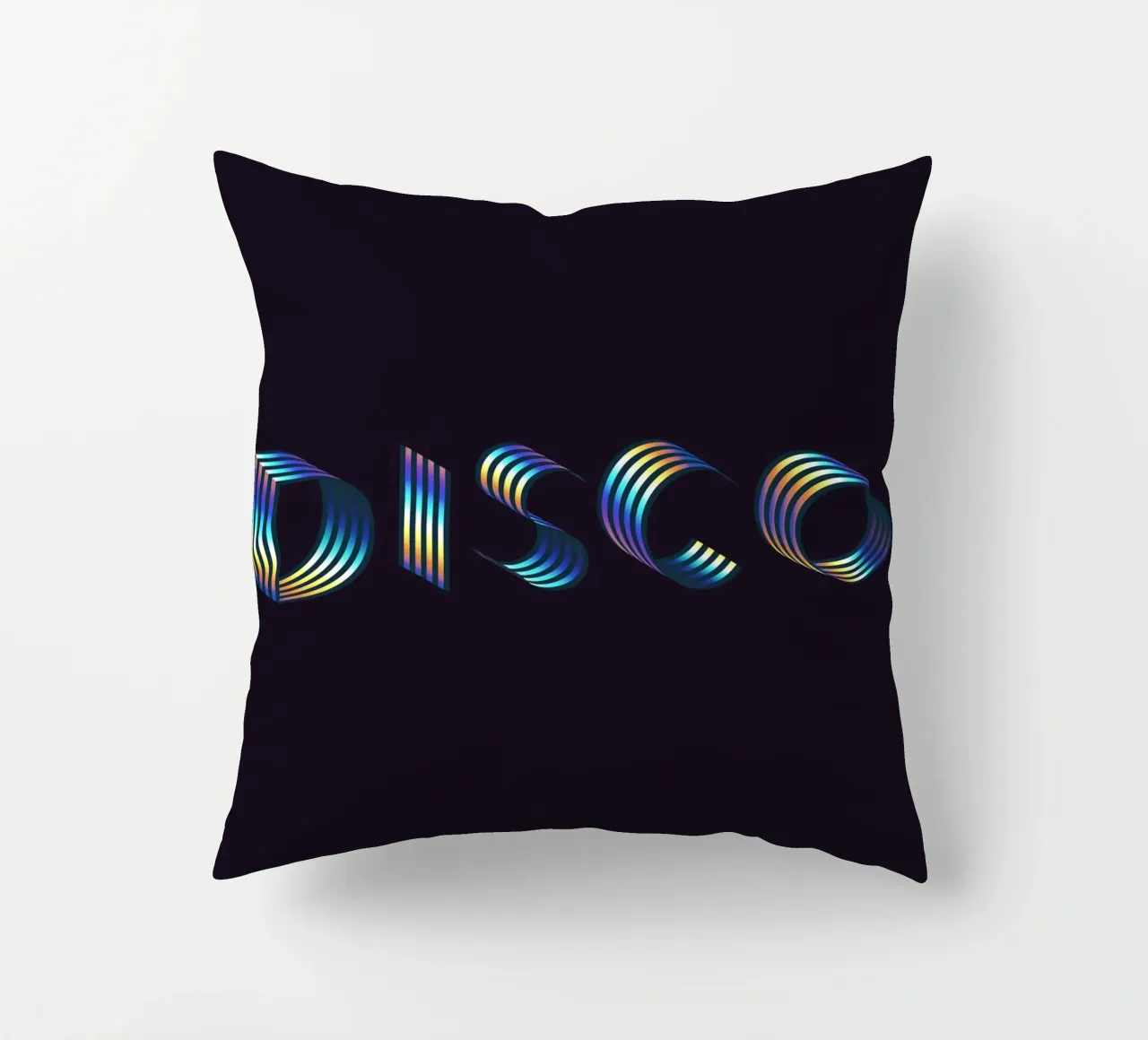 Disco, Iridescent Holographic Typography Quote decorative cushion by 83oranges