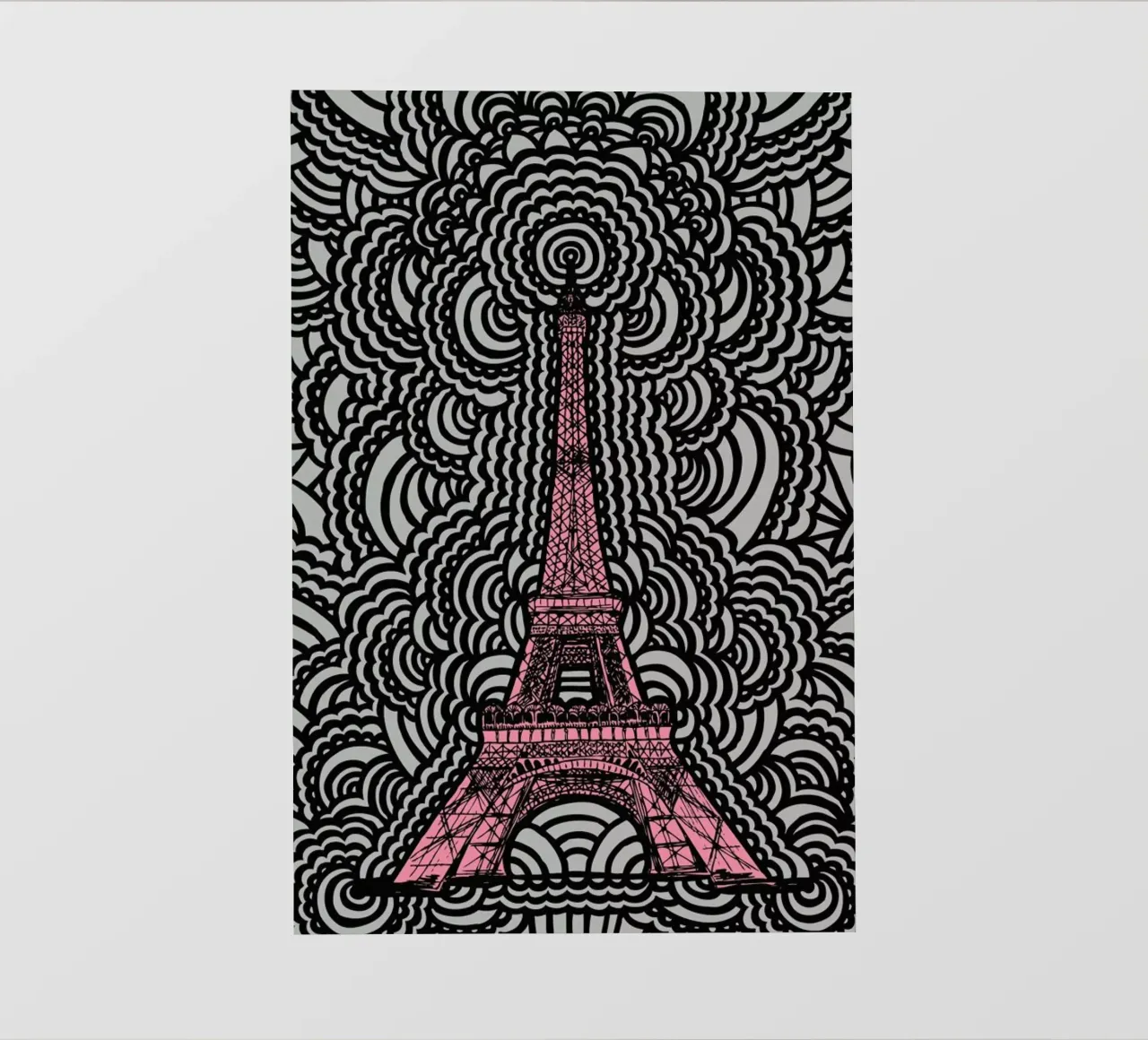 Pink Eiffel Tower Drawing Meditation pellicola backlit da KP Design