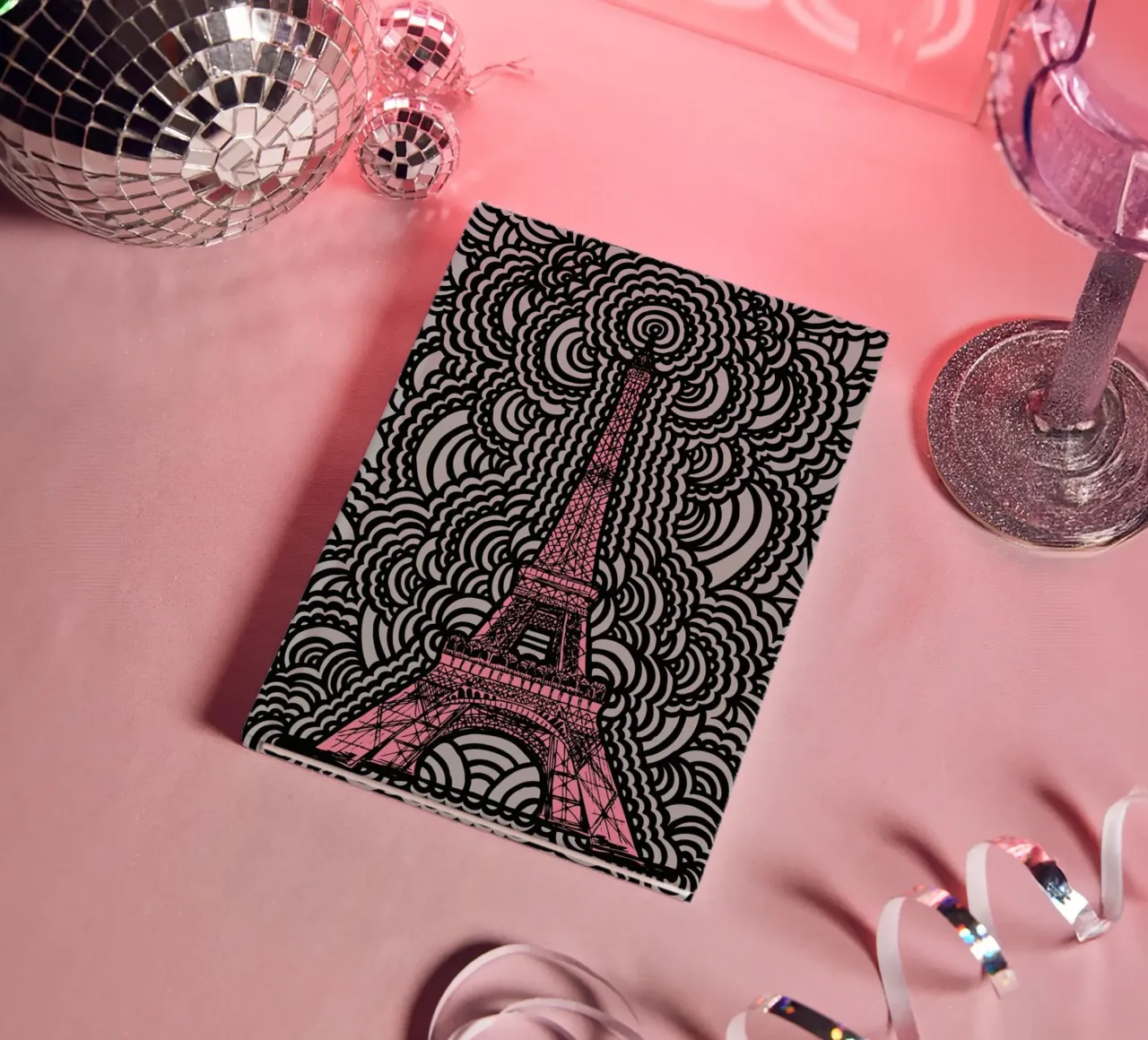 Pink Eiffel Tower Drawing Meditation diario da KP Design