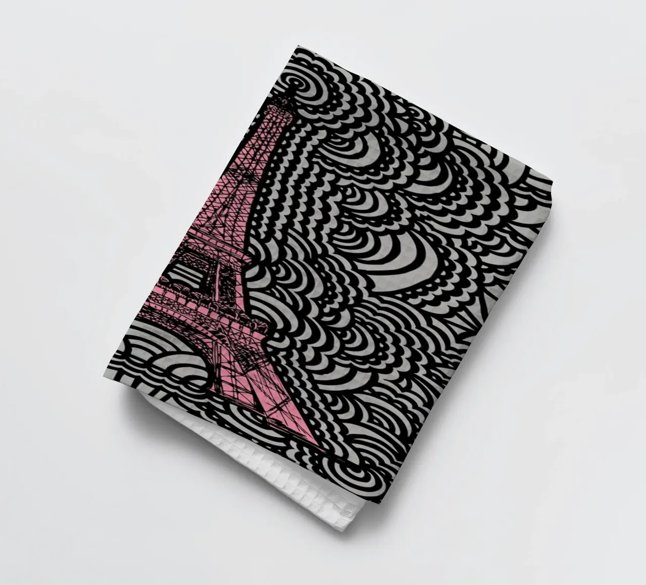 Pink Eiffel Tower Drawing Meditation torchon de KP Design