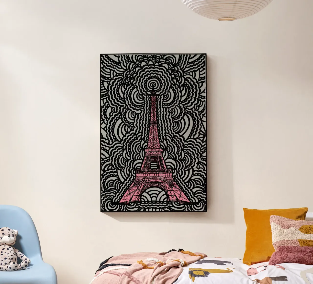 Pink Eiffel Tower Drawing Meditation plexiglass da KP Design