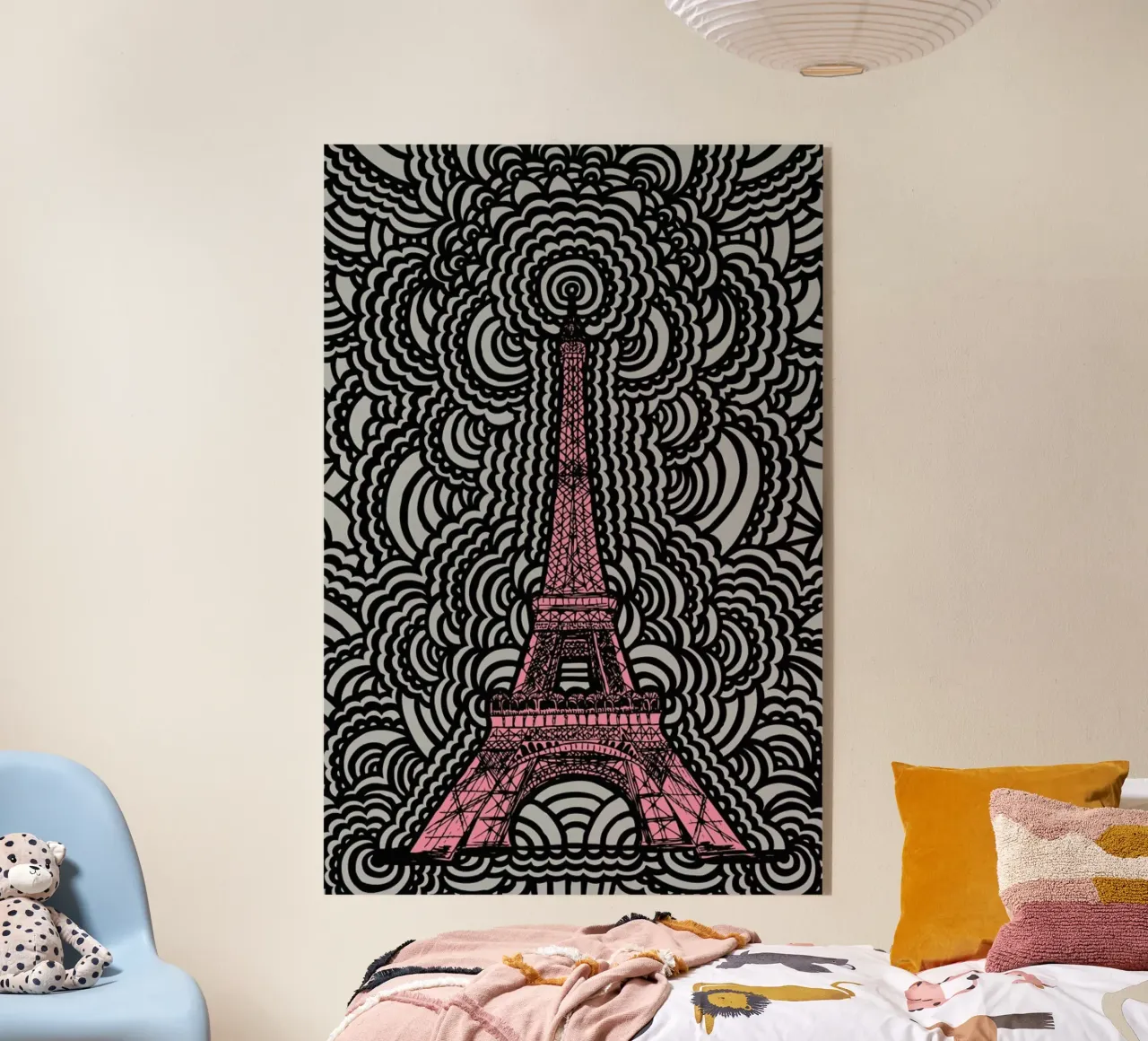 Pink Eiffel Tower Drawing Meditation plexiglass da KP Design