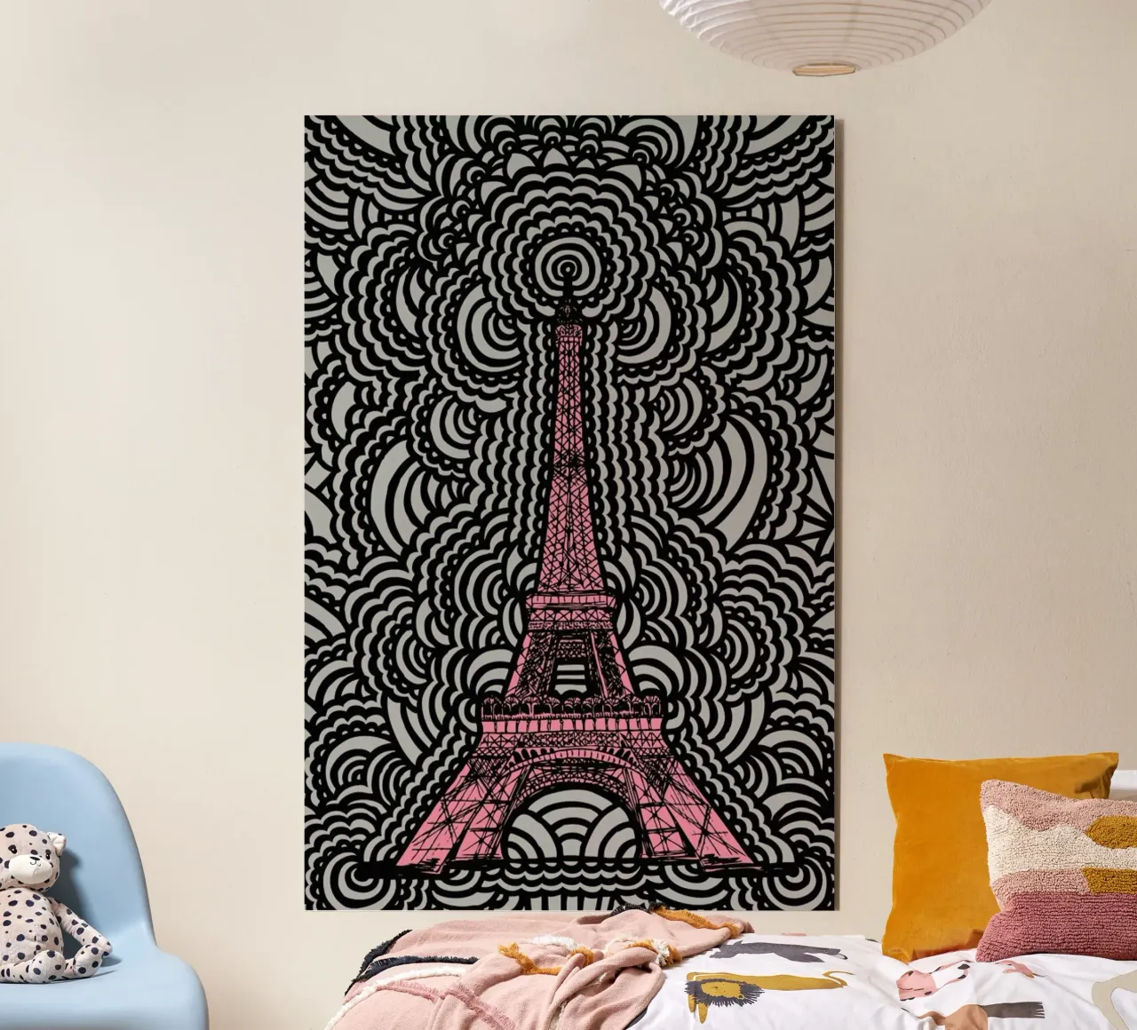 Pink Eiffel Tower Drawing Meditation pannello forex da KP Design