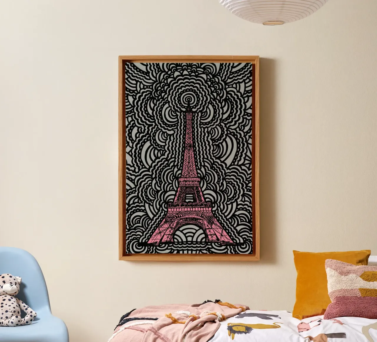 Pink Eiffel Tower Drawing Meditation tela da KP Design