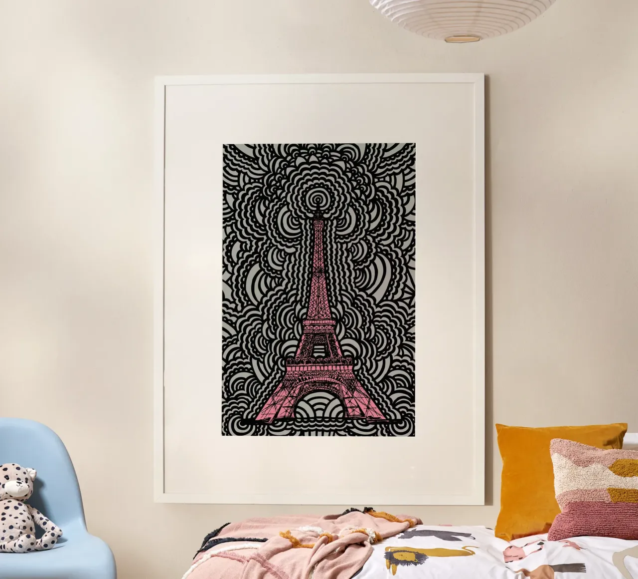 Pink Eiffel Tower Drawing Meditation poster da KP Design