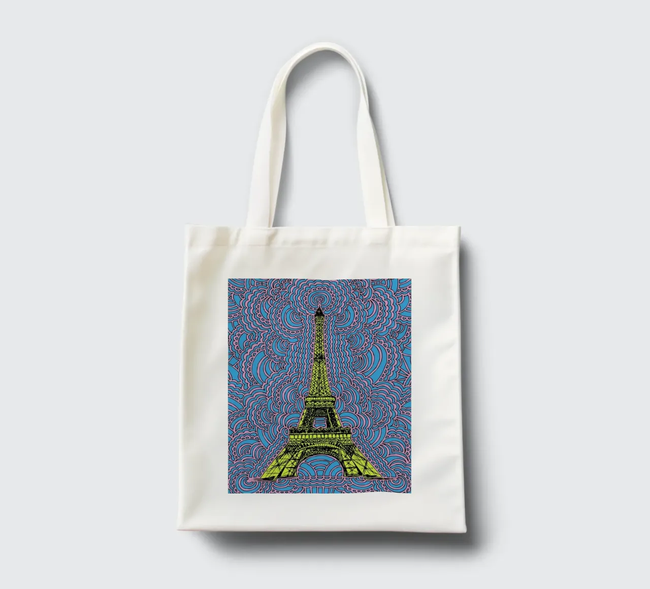 Yellow Eiffel Tower Drawing Meditation borsa in juta da KP Design