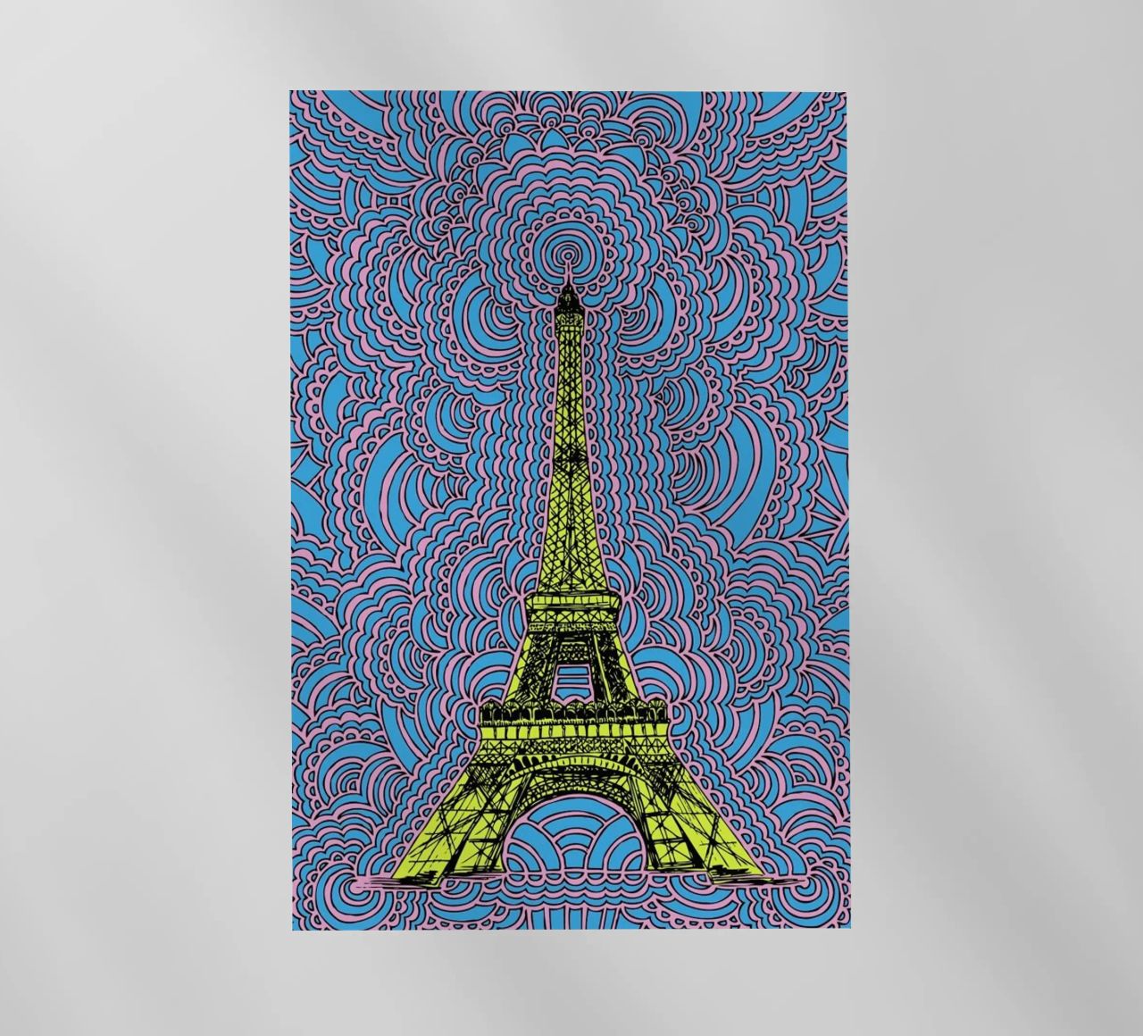 Yellow Eiffel Tower Drawing Meditation pellicola backlit da KP Design