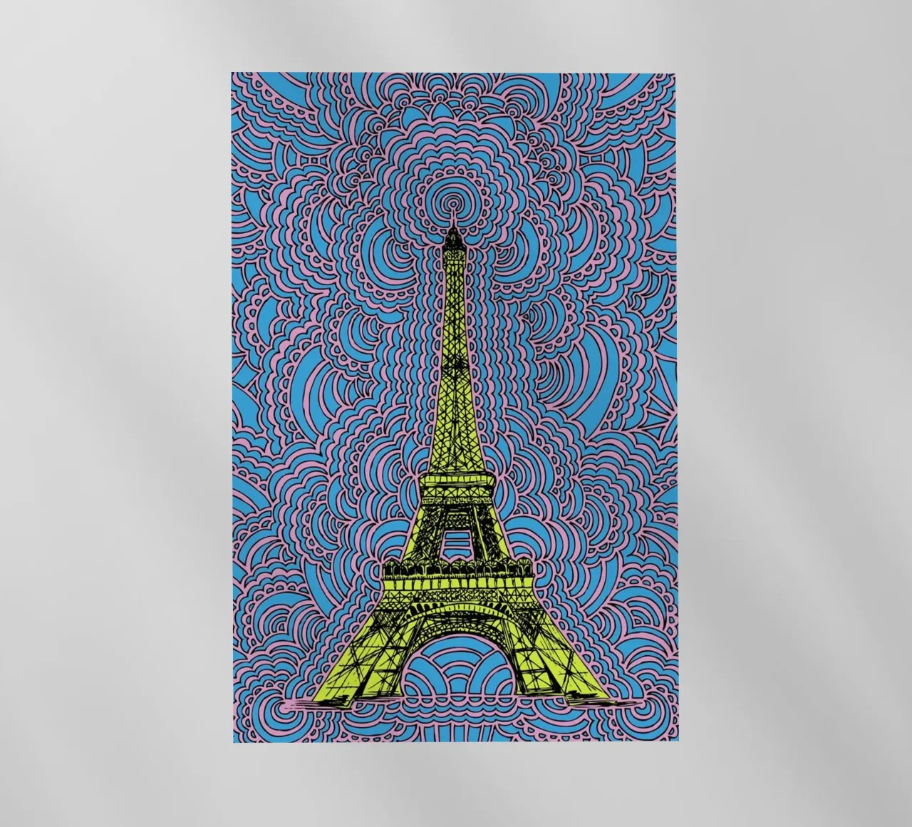 Yellow Eiffel Tower Drawing Meditation pellicola backlit da KP Design
