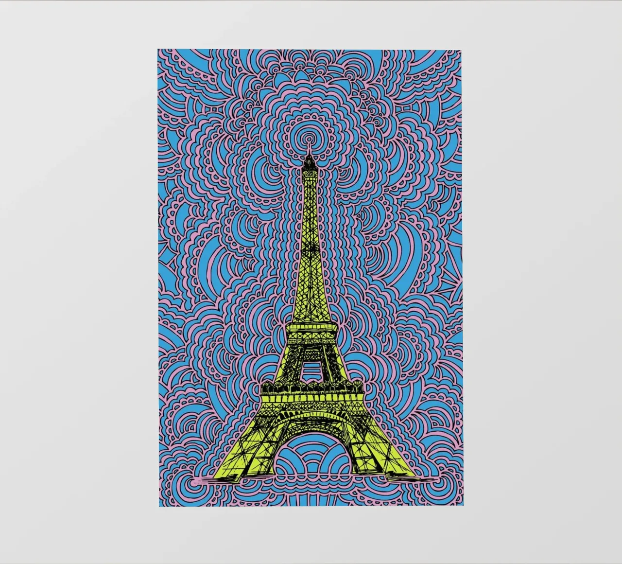 Yellow Eiffel Tower Drawing Meditation pellicola backlit da KP Design