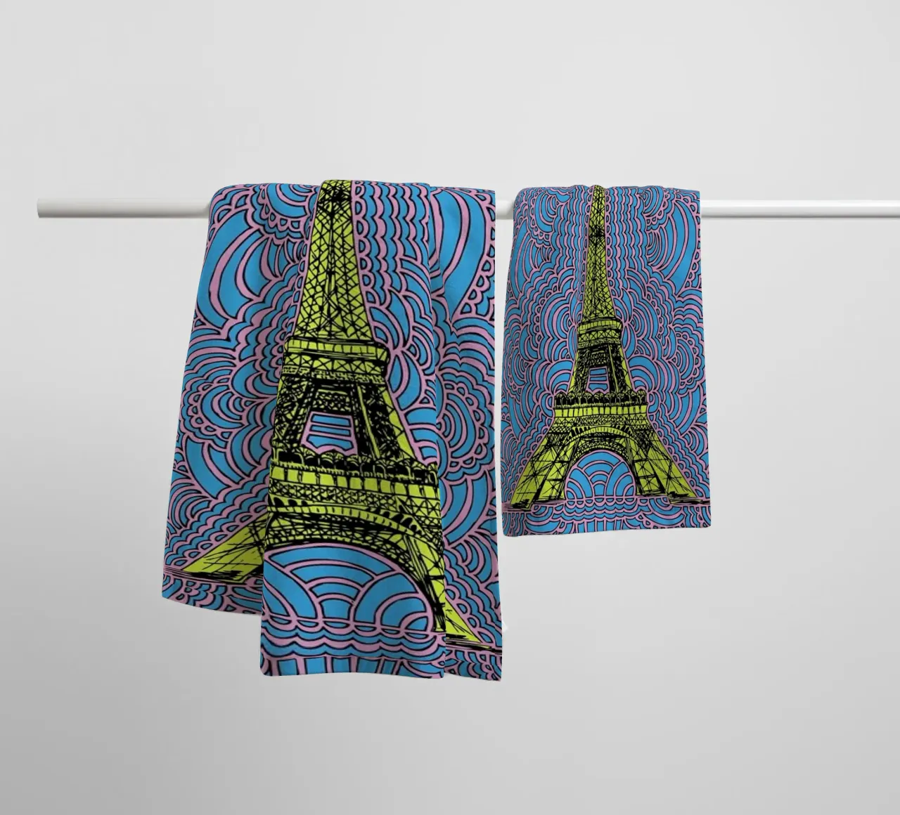 Yellow Eiffel Tower Drawing Meditation asciugamano da bagno da KP Design