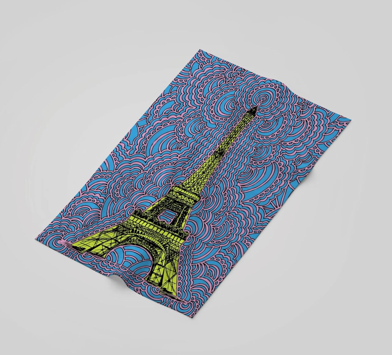 Yellow Eiffel Tower Drawing Meditation telo mare da KP Design
