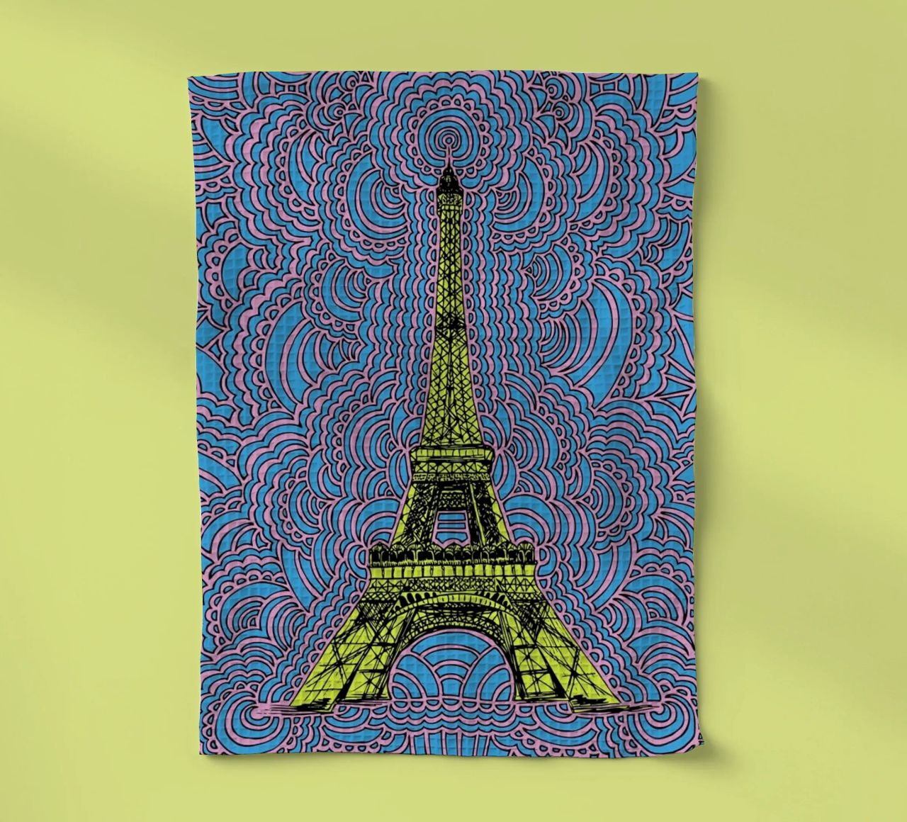 Yellow Eiffel Tower Drawing Meditation canovaccio da cucina da KP Design