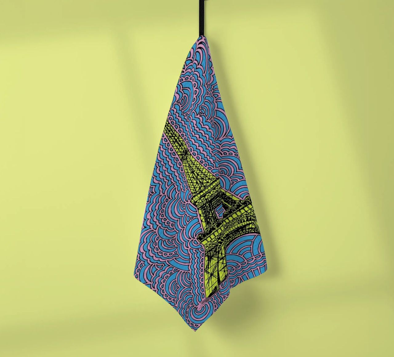 Yellow Eiffel Tower Drawing Meditation canovaccio da cucina da KP Design