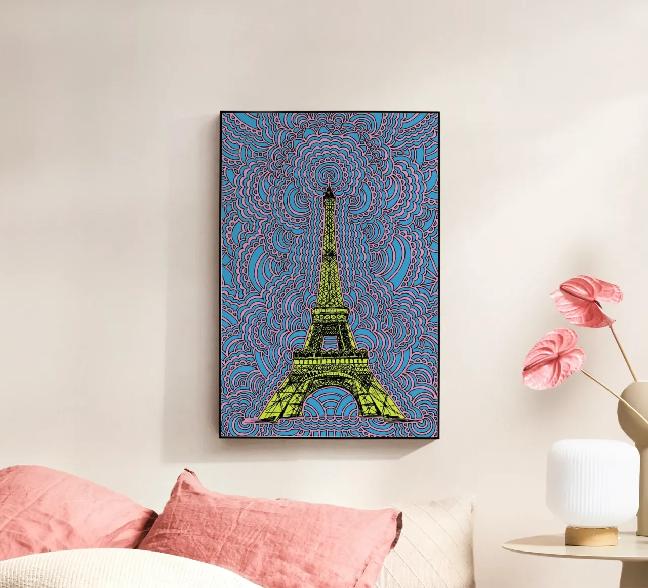 Yellow Eiffel Tower Drawing Meditation plexiglass da KP Design