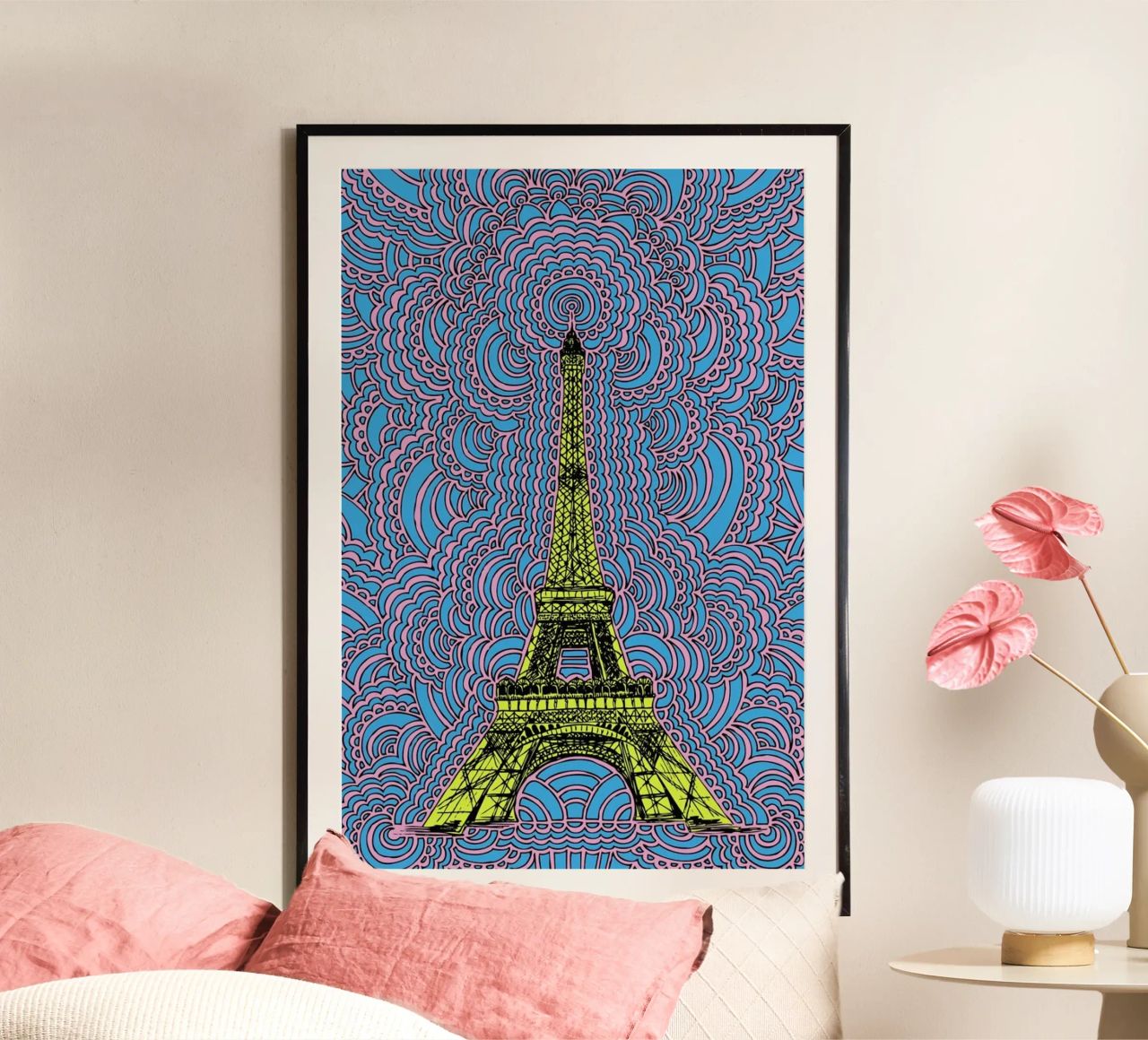 Yellow Eiffel Tower Drawing Meditation carta hahnemühle da KP Design