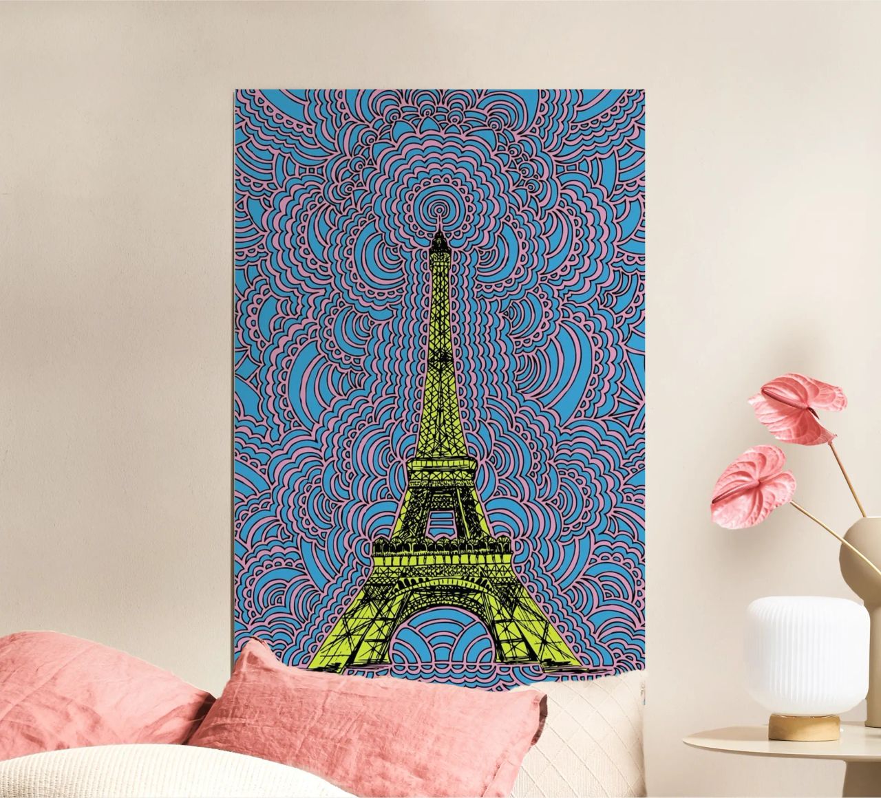 Yellow Eiffel Tower Drawing Meditation carta hahnemühle da KP Design