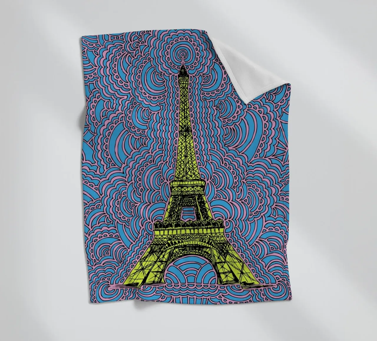 Yellow Eiffel Tower Drawing Meditation coperta in pile da KP Design