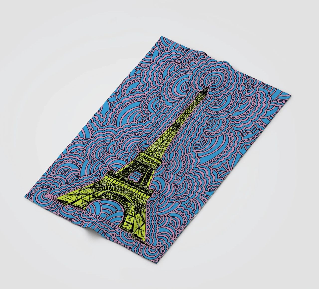 Yellow Eiffel Tower Drawing Meditation coperta in pile da KP Design