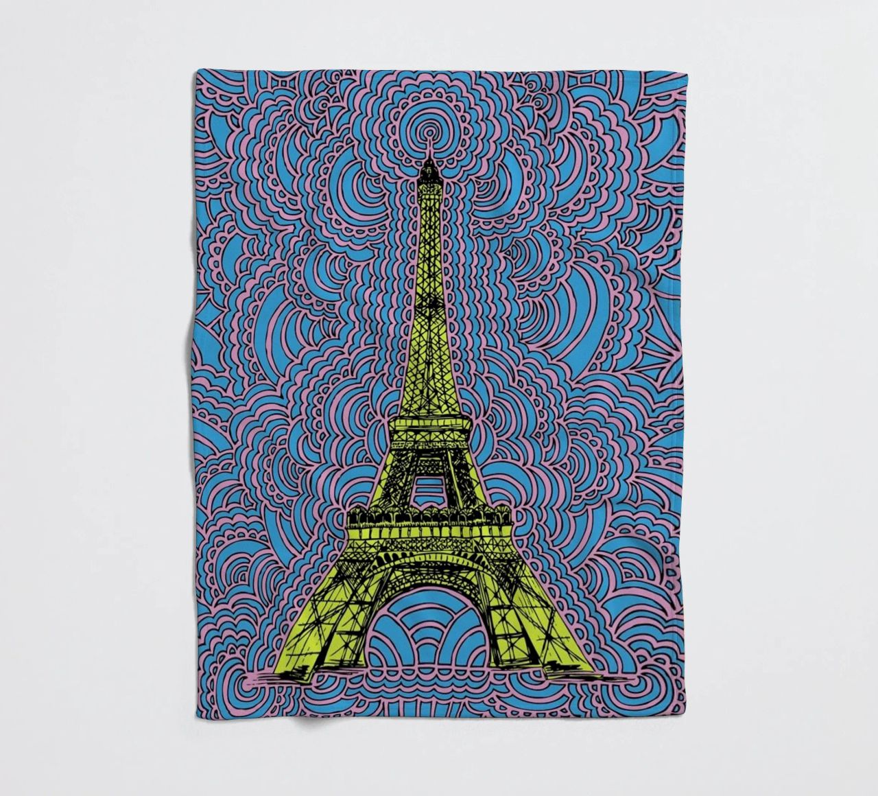 Yellow Eiffel Tower Drawing Meditation coperta in pile da KP Design